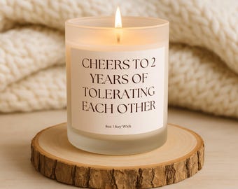 Funny 2nd Anniversary Candle Gift, 2 Year Anniversary Gift for Husband Wife, Two Years Still Lit, Funny Marriage Gift, Cotton Anniversary