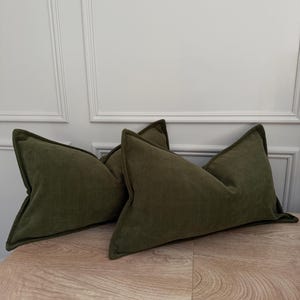 2xLuxury Olive Green Cushion Covers | Dark Green Textured Cushion | Country House Cushion | Neutral Designer Sofa Cushion | Rustic Home Déco