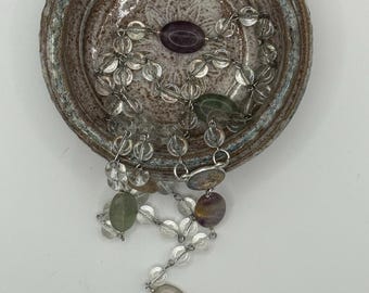 Clear Crystal Rosary, Natural Stone Our Father Beads, Holy Family Center