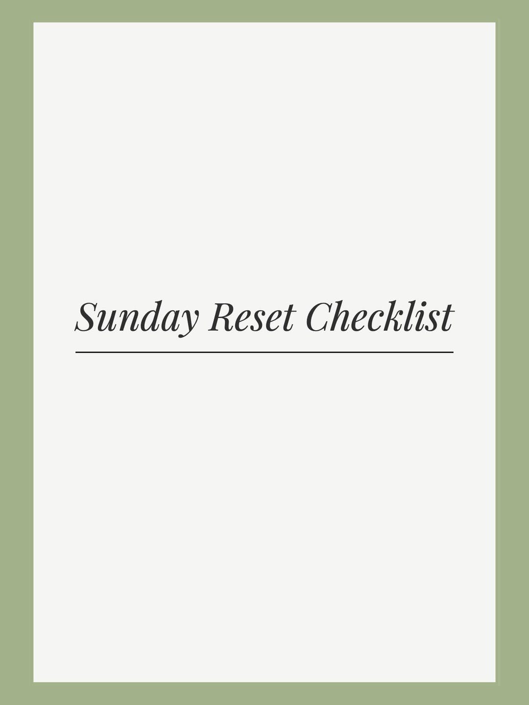 Sunday Reset Checklist.pdf Sunday Reset Checklist Printable PDF | Weekly Reset | Self Care Planner ...