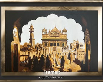 Handmade Golden Temple Painting – Harmandir Sahib Sikh Art, Acrylic Canvas Wall Decor