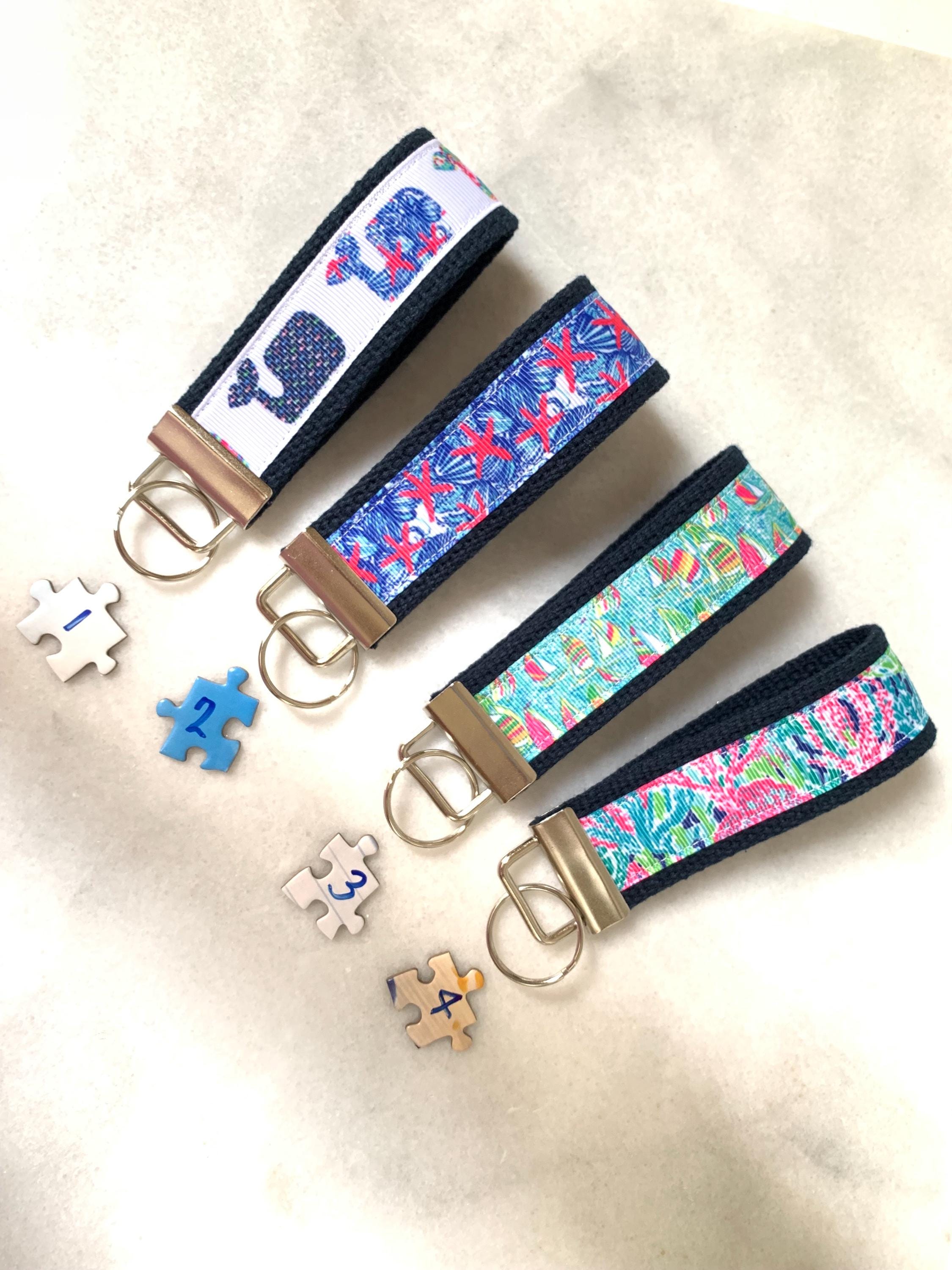 Key Fob Wristlet, Key fob Keychain - Seashells, Teachers keychain - Pineapple - Nautical - Floral - Whales