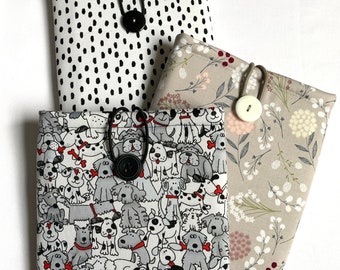 Kindle PaperWhite / E Reader case - Kindle PW Signature Edition / Grey floral / Dogs /Kindle Sleeve