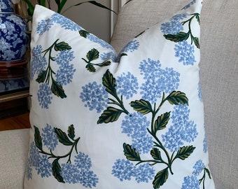 Rifle Paper Co - Cream Hydrangea pillow cover - lightweight Cotton / Accent pillow - Decorative pillow - Zipper