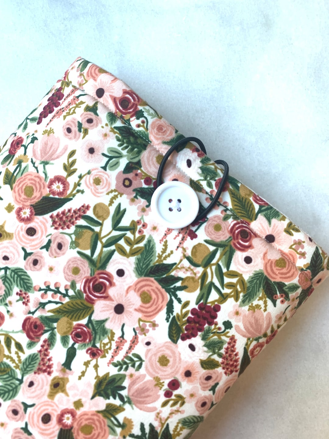Floral Book Sleeve With Pocket, Padded Book Cover, Flower Book Jacket