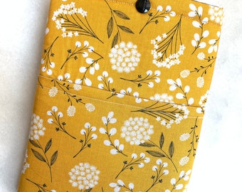 Kindle Paperwhite - Kindle Case -  Kindle Scribe - Kindle Oasis - mustard yellow floral - optional pocket - Kindle sleeve - Kobo Libra 2