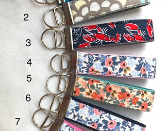 5” Floral keyfob - Rifle Paper Co. - Periwinkle Rosa Floral - 5” Key chain wristlet - Ready to ship