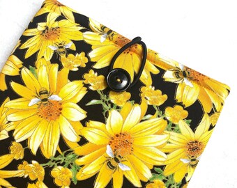 Yellow Book sleeve - Yellow Sunflower with Bees / floral - Kindle Paperwhite - 10th/11th Generation