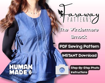 Seitliche Krawatte verstellbare Bluse mit Biesen Details | PDF Schnittmuster | Wunderliche Top Muster