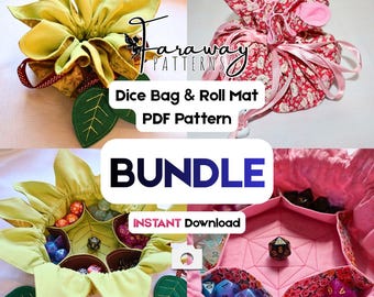 Dice Bag Sewing Pattern BUNDLE | TWO D&D Roll Mat Patterns with Pockets (PDF Patterns)