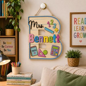 Custom Welcome to Math Class Sign, Personalized Math Classroom Wooden Sign, STEM Teacher Appreciation Wood Sign, Custom Teacher Name Sign