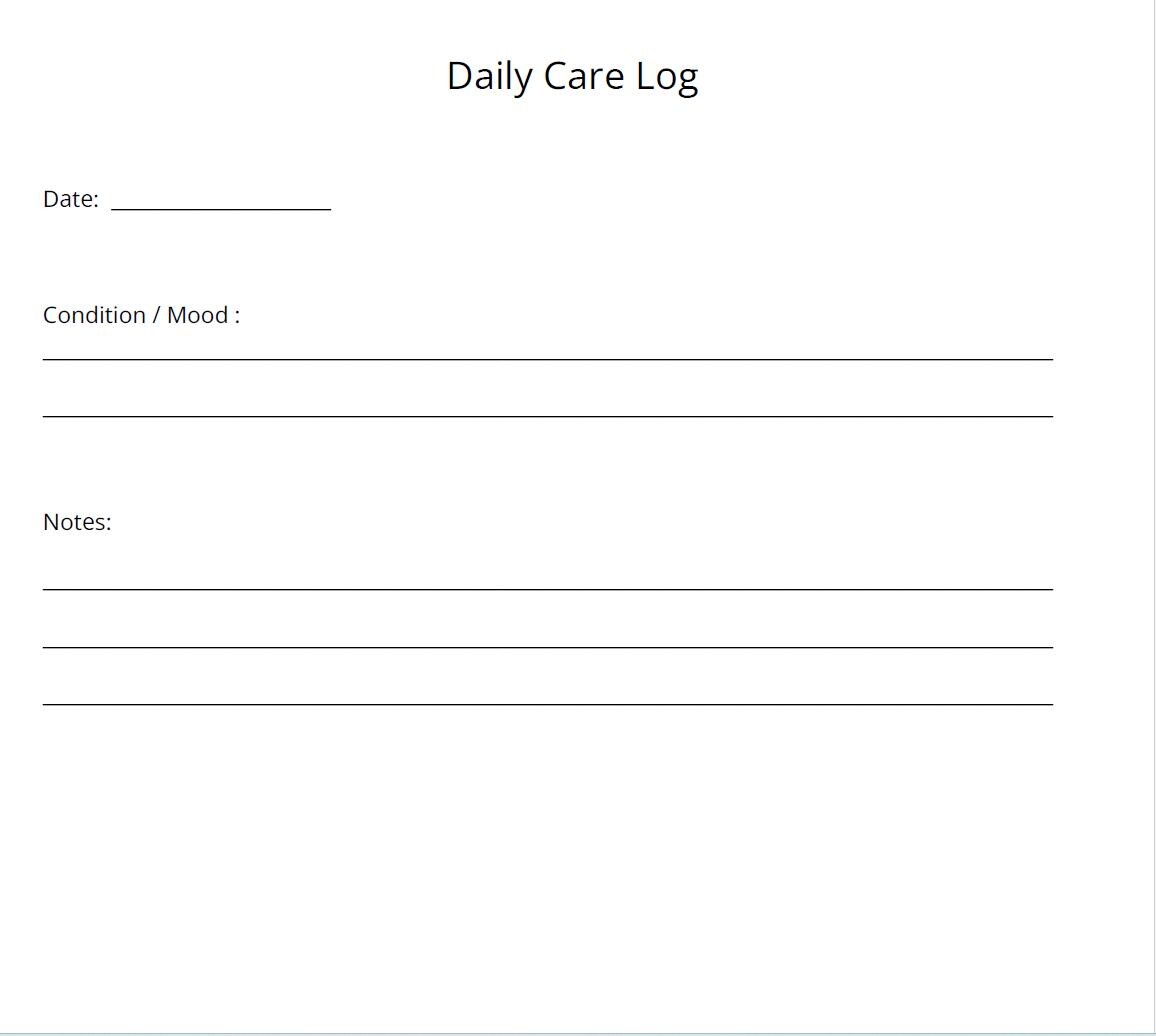 Hospital Stay Caregiver Log Printable | Inpatient Care Organizer ...