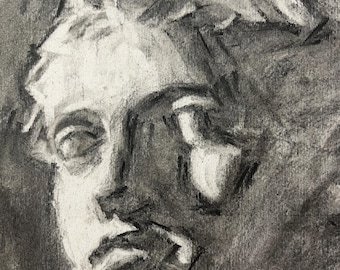 Original charcoal drawing,  Greek goddess of beauty Afrodite, statue drawing,dimensions 50x70 cm (approx. 20x27 inches)