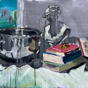 Pintura original de naturaleza muerta en colores acrílicos.