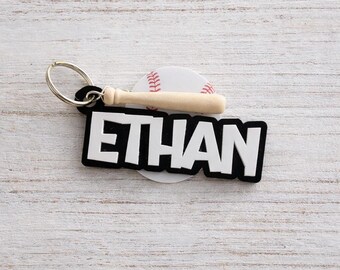 Personalized Baseball Name Keychain