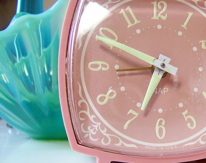Vintage Pink Alarm Clock With Glow in the Dark Numbers and Etsy