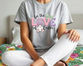 Leuk paashaasshirt, grappige konijnkont png-download, pastel glitter ei-ontwerp, T-shirt (digitale download)