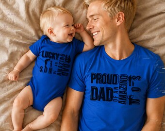 Bijpassende shirts voor vader en zoon | Trotse vader Lucky Son-outfits