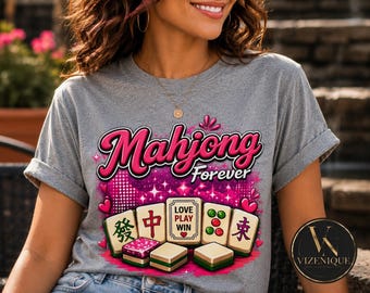 Mahjong Forever T-shirt | Love Play Win Mahjong Tiles Graphic Tee