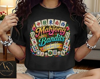 Gepersonaliseerd Mahjong Bandits-shirt | T-shirt op maat voor Mahjong-spelers | Grafisch ontwerp voor spelletjesavond