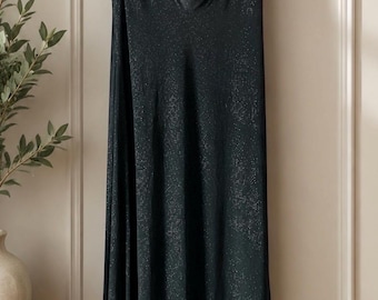 Calvin Klein BLACK Long Dress, Elegant sleveless maxi dress with soft draped neckline shimmer finish