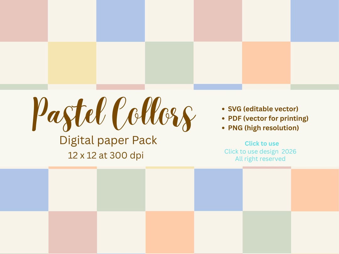 Pastel Plaid Digital Paper Pack | Seamless Scrapbook Backgrounds (SVG ...