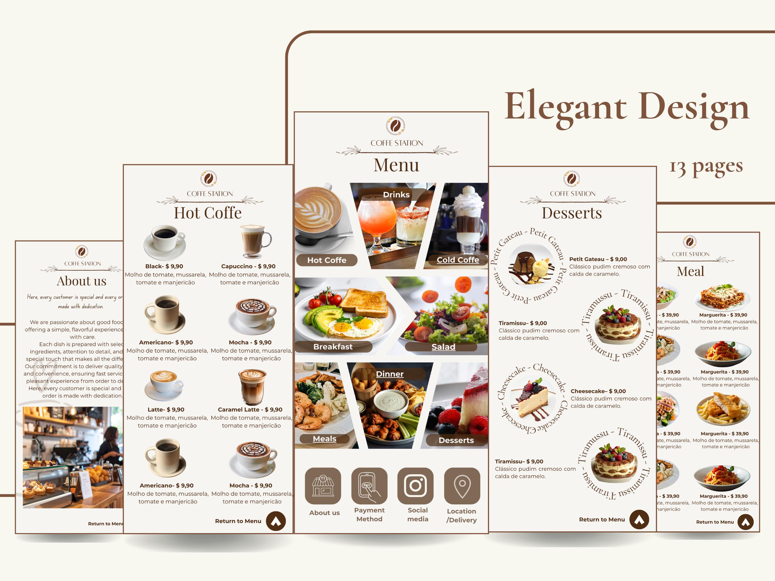 Qr Menu Html Template Mobile QR Menu Website Template | Editable Canva Coffe | Restaurant ...