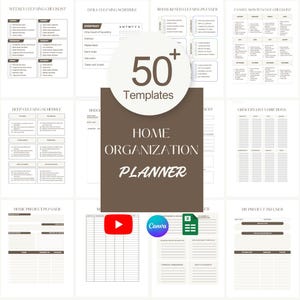 Home Organization Planner Printable Bundle Cleaning Declutter Templates Minimalist Household Management System Canva Editable Spreadsheet