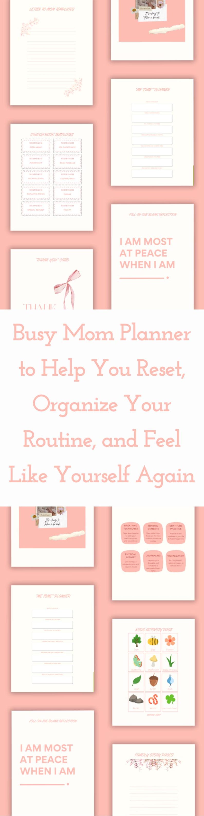 Mom Gift New Mom Gift Planner Printable Stress Relief Stress Planner Wellness Organizer SelfCare Organizer Aesthetic Overwhelmed Mom Planner image 16