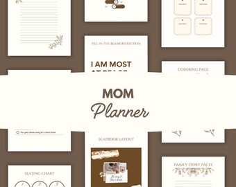 Printable Mom Life Planner for Stay-at-Home Moms Daily Reset Wellness Tracker Routine Organizer Neutral Luxury Productivity Bundle Editable