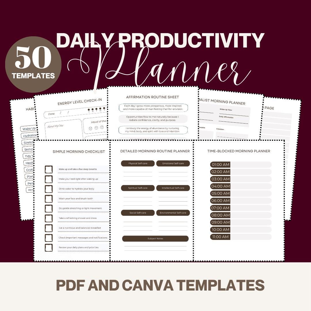 Life and Habit Organizer for Grad Students Daily Routine Tracker Goal ...