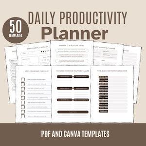 Work From Home Planner Printable Canva Daily Dashboard Time Blocking Deep Work Planner Task Manage Habit Tracker Productivity System Digital