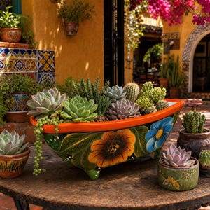 Handmade Talavera Cow Planter | Mexican Ceramic Succulent Pot | Hand Painted Flower Pot | Rustic Farmhouse Decor | Ships from Texas