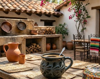 Tasse à café Talavera authentique | Tasse à café artisanale en argile noire | Expédié du Texas