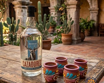 Tequilero mexicain peint à la main | Céramique en relief colorée | Verre à liqueur Talavera | Expédié du Texas