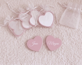 Personalized Heart Mirror, Bridesmaid Wedding Favor, Bachelorette favors, Thank you gifts