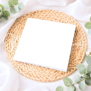 Greeting Card Mockup 6x6 Square white card / Boho style card / PNG Image to edit in software.