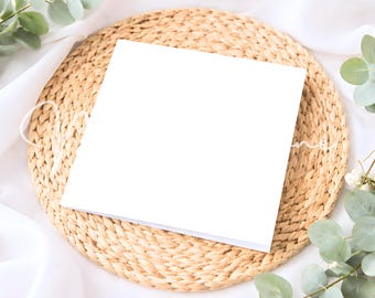 Greeting Card Mockup 6x6 Square white card / Boho style card / PNG Image to edit in software.