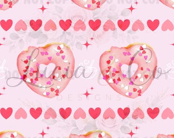 Valentines Donuts Seamless Continuous Pattern PNG JPG