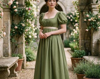 Vestido renacentista para mujer: vestido largo de cintura imperio, estilo medieval.