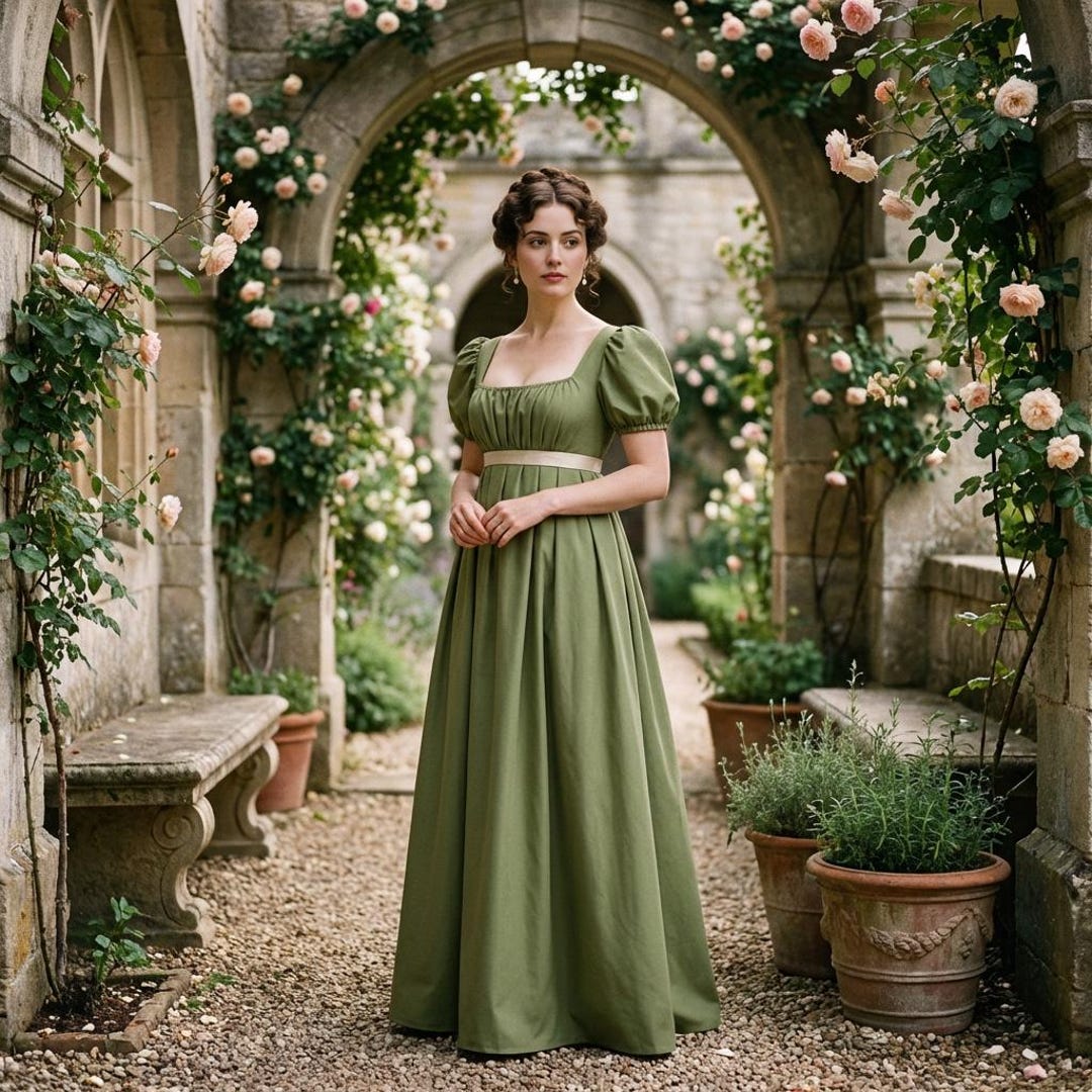 empire waist renaissance dresses Olive green empire waist with square neckline renaissance kirtle overdress; medieval Elizabethan corset over-gown; ren faire garb gown