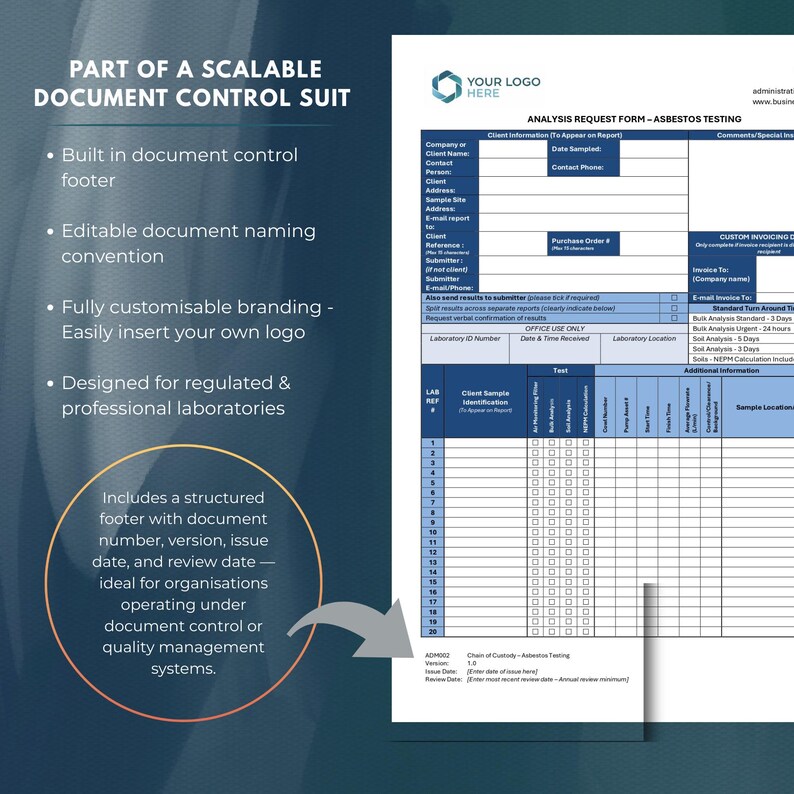 Editable Laboratory Asbestos Testing Analysis Request Form - Sample ...