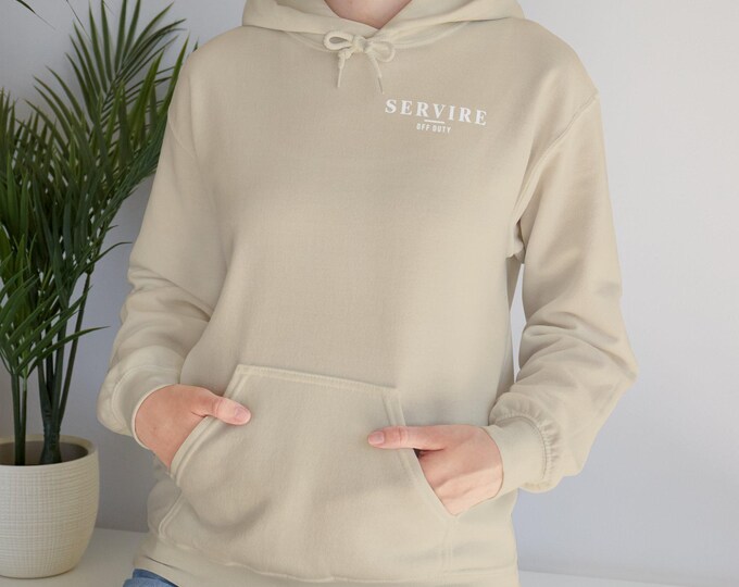 SERVIRE minimalist text hoodie | White pullover sweatshirt