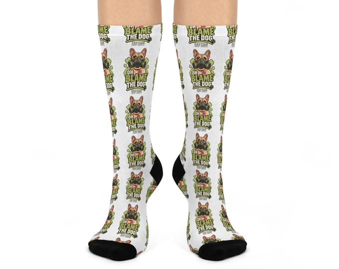 Funny French Bulldog Socks, Frenchie Dog Socks, Dog Lover Gift, Novelty Crew Socks, French Bulldog Gift, Blame the Dog Socks