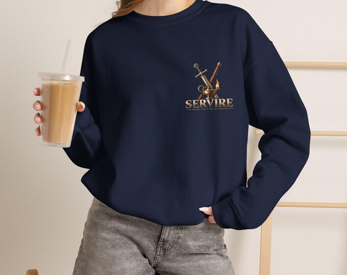 Servire Crewneck Sweatshirt, Small Chest Logo, First Responder and Military Gift