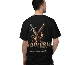 Servire Shield Sword Lamp design T-shirt | Protect Guide Serve