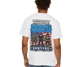 Rough Men Stand Ready Shirt, Patriotic Military Police Firefighter Graphic Tee