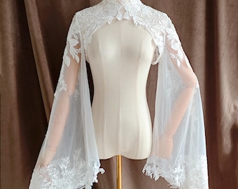 Bolero delicado con bordados florales y cuentas para bodas, enlace para pedidos personalizados