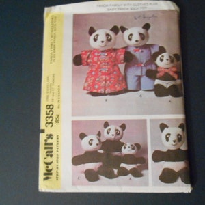 McCalls 3358, Stuffed Panda Bear, size 14" and 17"