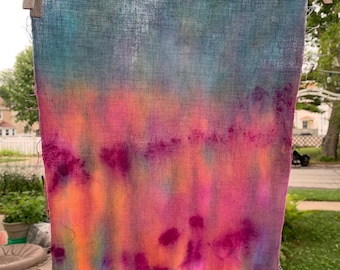 Tie dyed, hand done, 11” x 18.5”tie dyed fabric, unique design, one of a kind